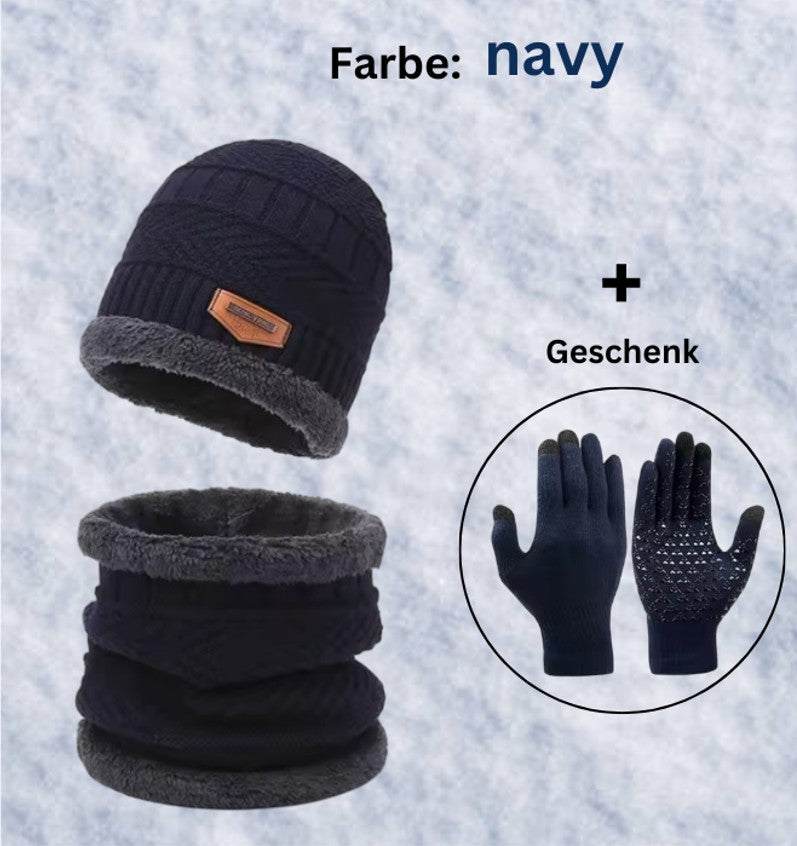 Winter-Wärme Deluxe Set für Damen und Herren: Mütze, Schal & Handschuhe (GRATIS)dazu - Stilvoll warm durch die kalten Tage