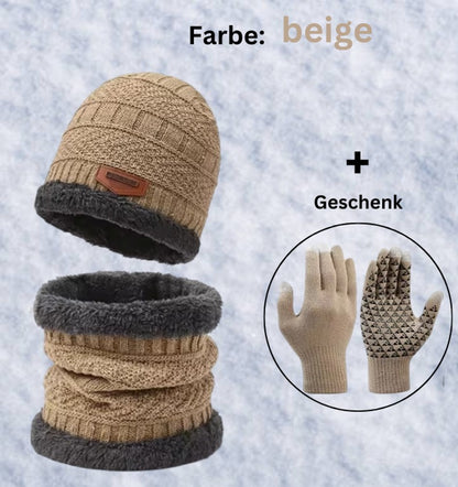 Winter-Wärme Deluxe Set für Damen und Herren: Mütze, Schal & Handschuhe (GRATIS)dazu - Stilvoll warm durch die kalten Tage