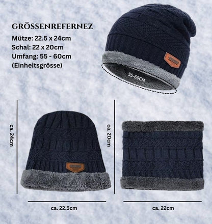 Winter-Wärme Deluxe Set für Damen und Herren: Mütze, Schal & Handschuhe (GRATIS)dazu - Stilvoll warm durch die kalten Tage