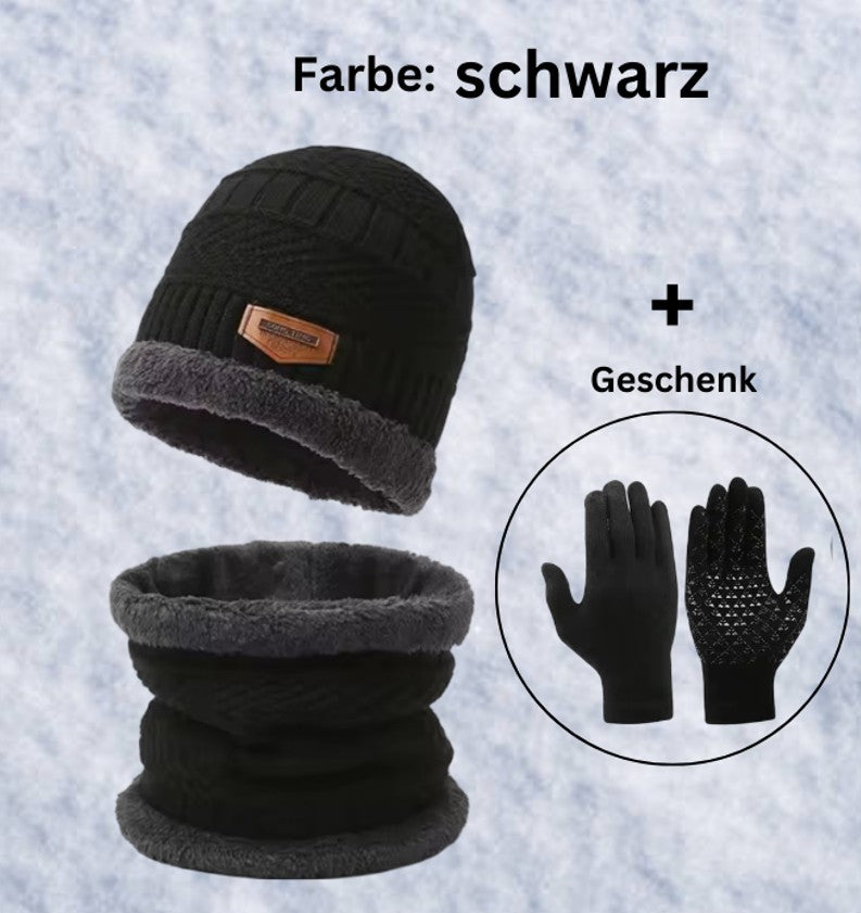 Winter-Wärme Deluxe Set für Damen und Herren: Mütze, Schal & Handschuhe (GRATIS)dazu - Stilvoll warm durch die kalten Tage